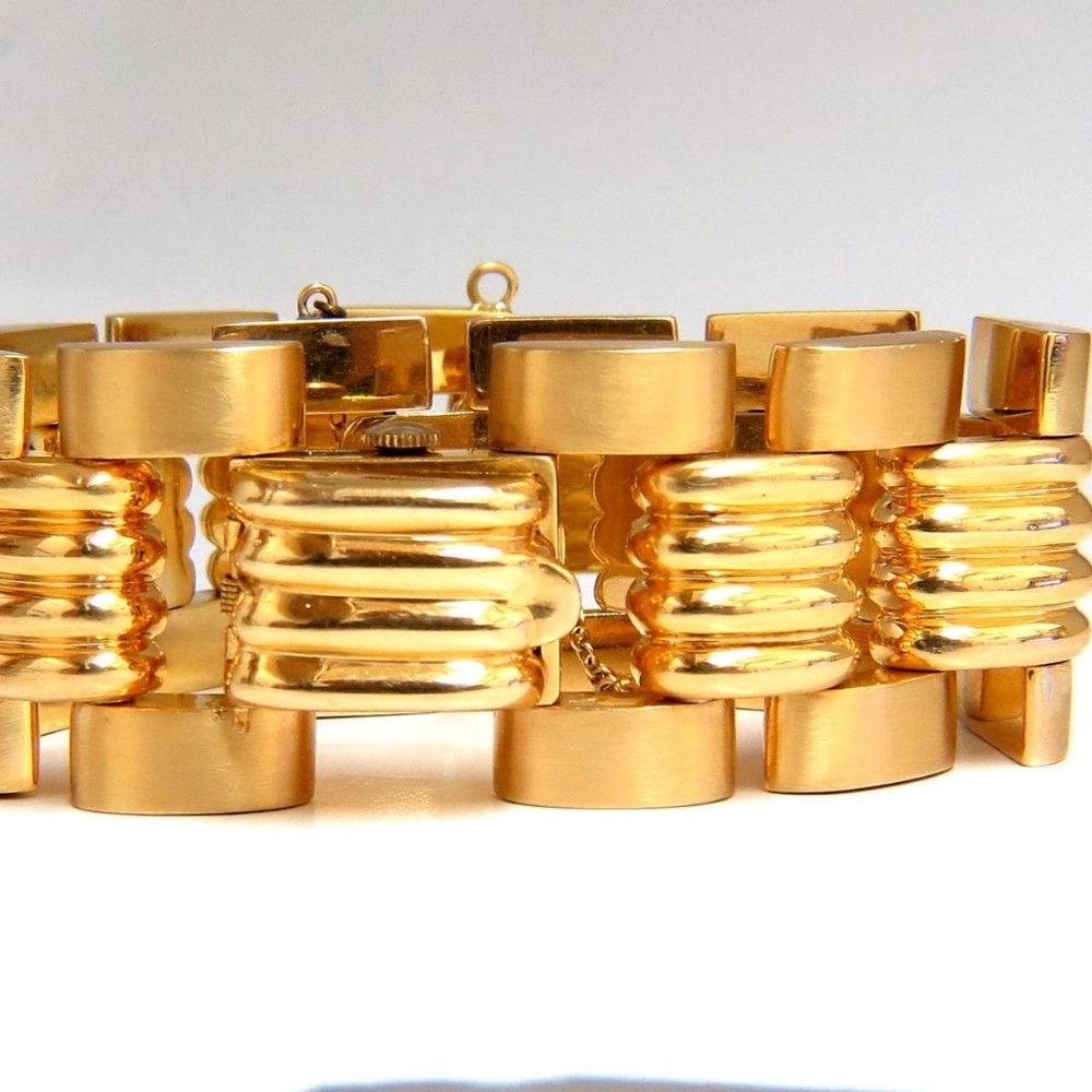 Estate LUVA 14kt gold watch ladies cuff bracelet*